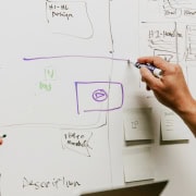 SEO strategy drawn on a board